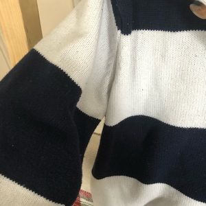Long sleeve buttoned navy and white sweater